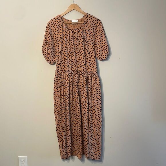 ASOS Design Gathered Neck Midi Dress in Leopard Print Size 8 - Picture 2 of 9